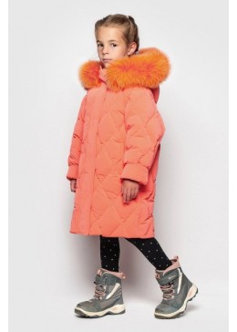 Cvetkov яскраво-коралове зимове пальто для дівчинки Джун дошк.